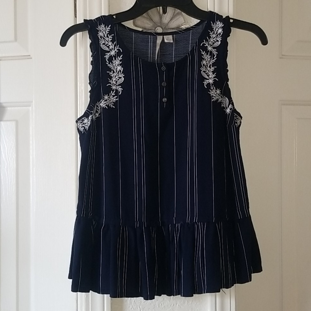 LC Lauren Conrad Blue white striped Tank Blouse